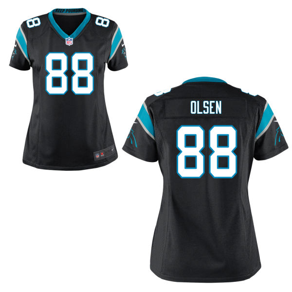 Women Carolina Panthers #88 Greg Olsen Black Game Jersey Women Carolina Panthers #88 Greg Olsen Black Game Jersey