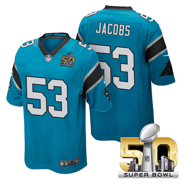 Youth Carolina Panthers #53 Ben Jacobs Blue 2016 Super Bowl 50 Game Jersey Youth Carolina Panthers #53 Ben Jacobs Blue 2016 Super Bowl 50 Game Jersey