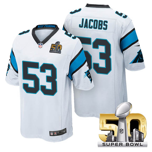 Youth Carolina Panthers #53 Ben Jacobs White 2016 Super Bowl 50 Game Jersey Youth Carolina Panthers #53 Ben Jacobs White 2016 Super Bowl 50 Game Jersey