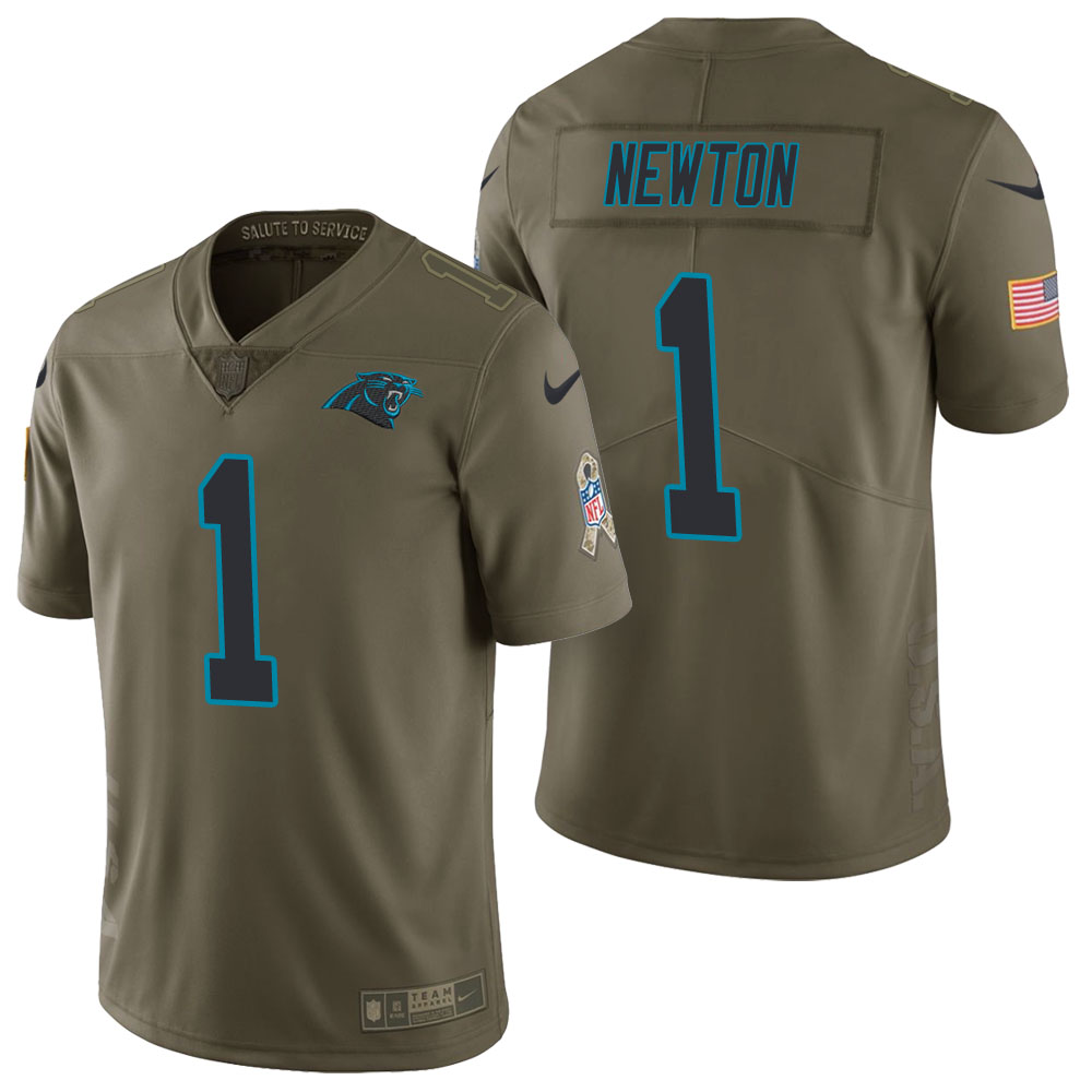 Carolina Panthers #1 Cam Newton Olive 2017 Salute to Service Limited Jersey