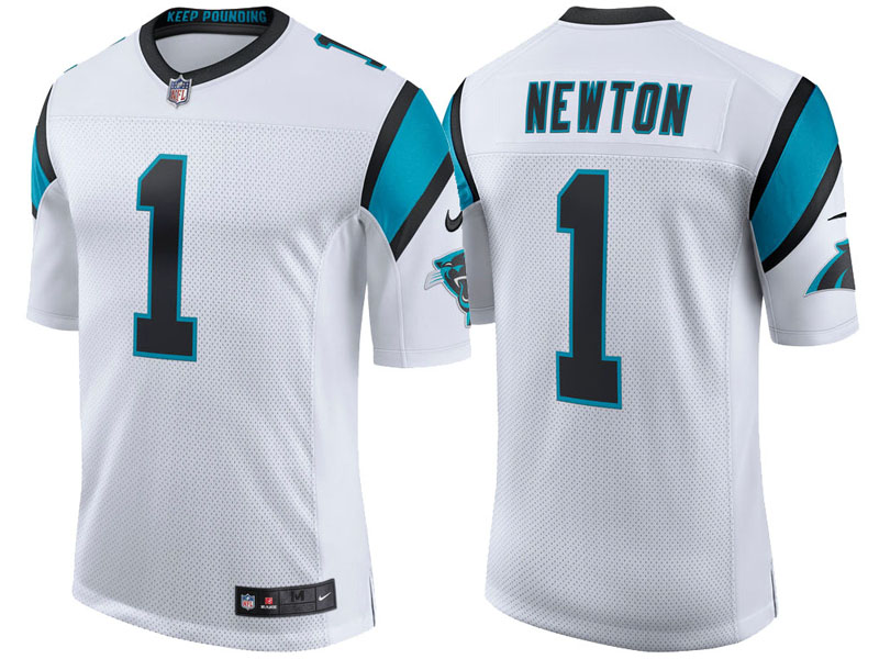 Carolina Panthers #1 Cam Newton White Classic Limited Player Jersey