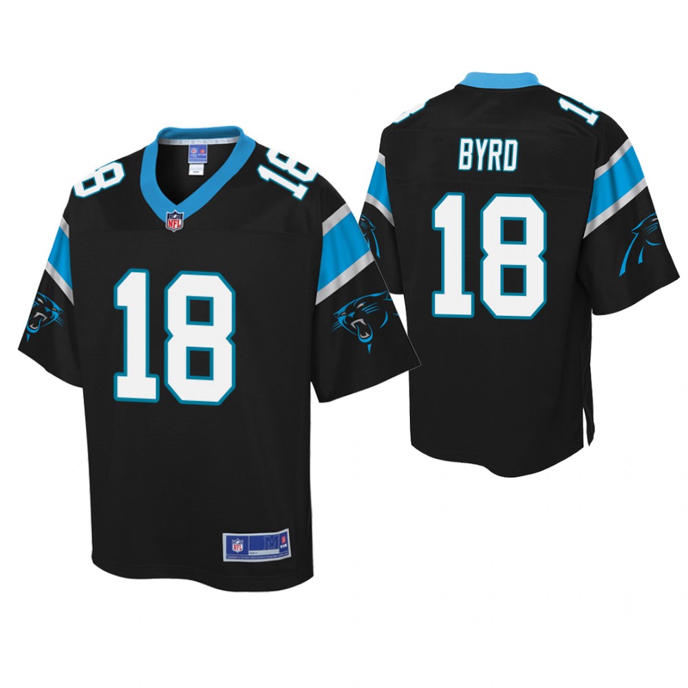 Youth Carolina Panthers #18 Damiere Byrd Black Player Pro Line Jersey