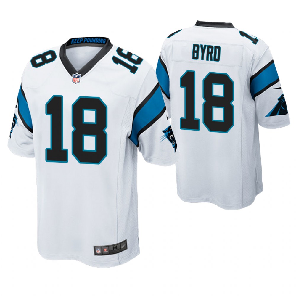 Carolina Panthers #18 Damiere Byrd White Game Jersey Carolina Panthers #18 Damiere Byrd White Game Jersey