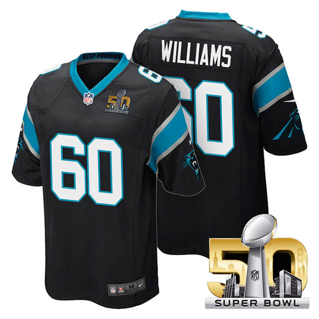Youth Carolina Panthers #60 Daryl Williams Black 2016 Super Bowl 50 Game Jersey Youth Carolina Panthers #60 Daryl Williams Black 2016 Super Bowl 50 Game Jersey