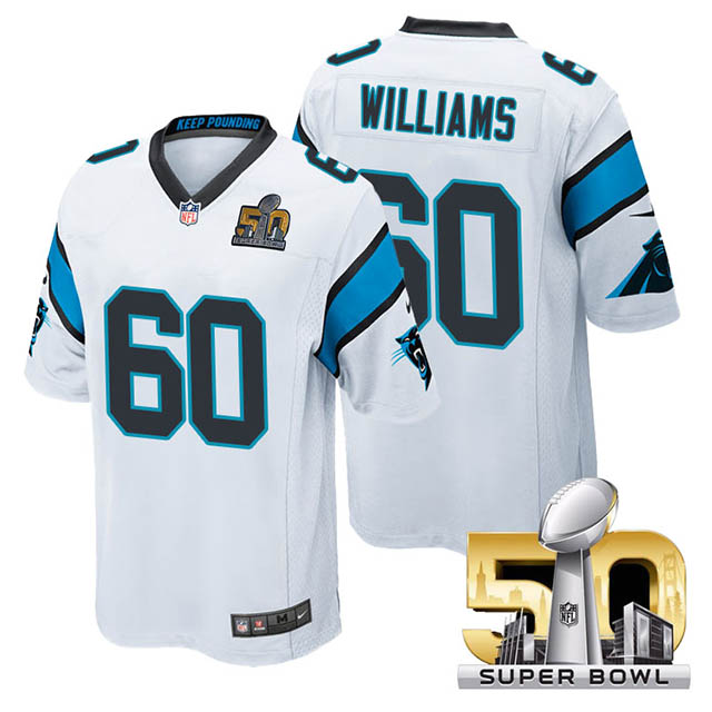 Youth Carolina Panthers #60 Daryl Williams White 2016 Super Bowl 50 Game Jersey Youth Carolina Panthers #60 Daryl Williams White 2016 Super Bowl 50 Game Jersey