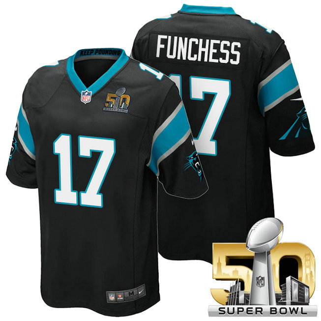 NFC Champions Carolina Panthers #17 Devin Funchess Black 2016 Super Bowl 50 Game Jersey NFC Champions Carolina Panthers #17 Devin Funchess Black 2016 Super Bowl 50 Game Jersey