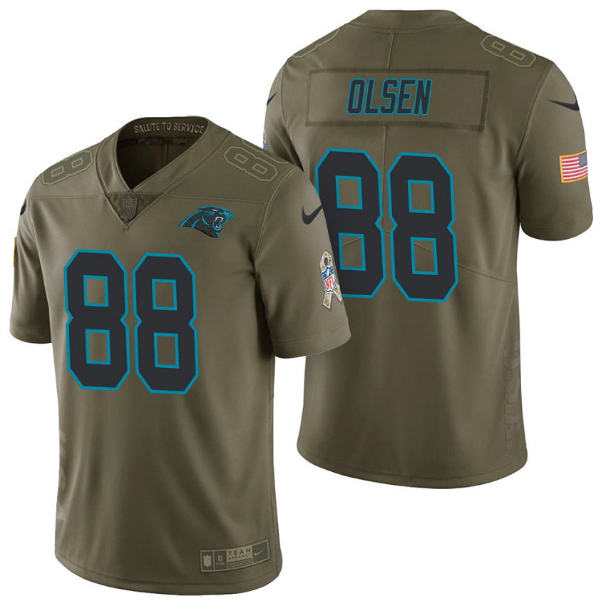 Carolina Panthers #88 Greg Olsen Olive 2017 Salute to Service Limited Jersey