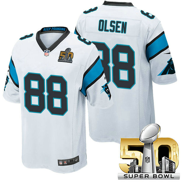 NFC Champions Carolina Panthers #88 Greg Olsen White 2016 Super Bowl 50 Game Jersey NFC Champions Carolina Panthers #88 Greg Olsen White 2016 Super Bowl 50 Game Jersey