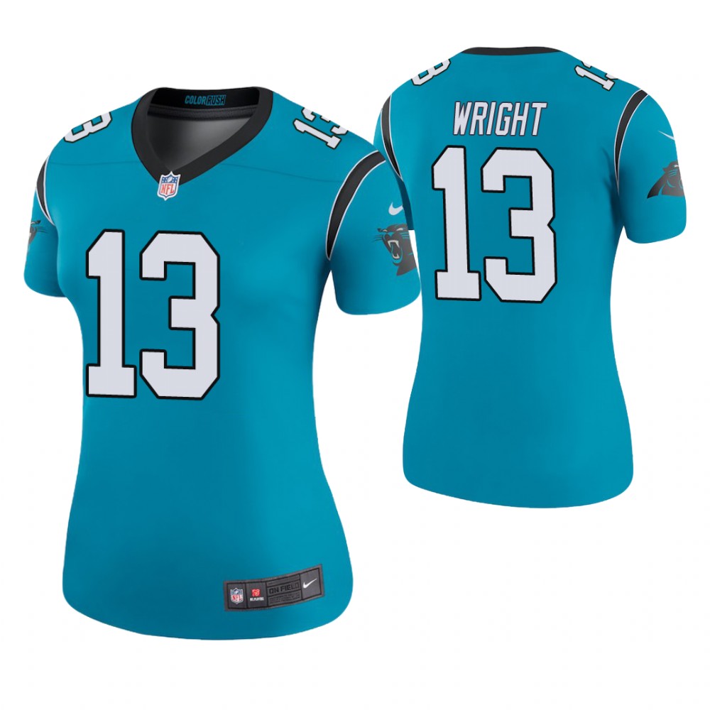 Women Carolina Panthers #13 Jarius Wright Blue Color Rush Legend Jersey