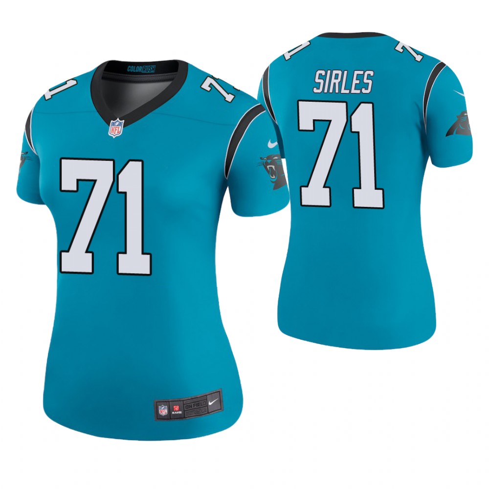 Women Carolina Panthers #71 Jeremiah Sirles Blue Color Rush Legend Jersey