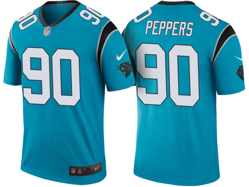 Carolina Panthers #90 Julius Peppers Blue Color Rush Legend Jersey