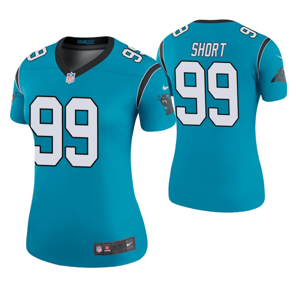 Women Carolina Panthers #99 Kawann Short Blue Color Rush Legend Jersey