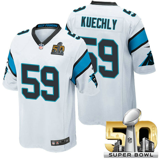 Carolina Panthers #59 Luke Kuechly White 2016 Super Bowl 50 Game Jersey Carolina Panthers #59 Luke Kuechly White 2016 Super Bowl 50 Game Jersey