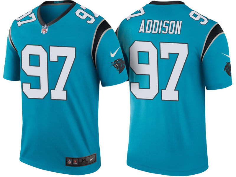 Carolina Panthers #97 Mario Addison Blue Color Rush Legend Jersey