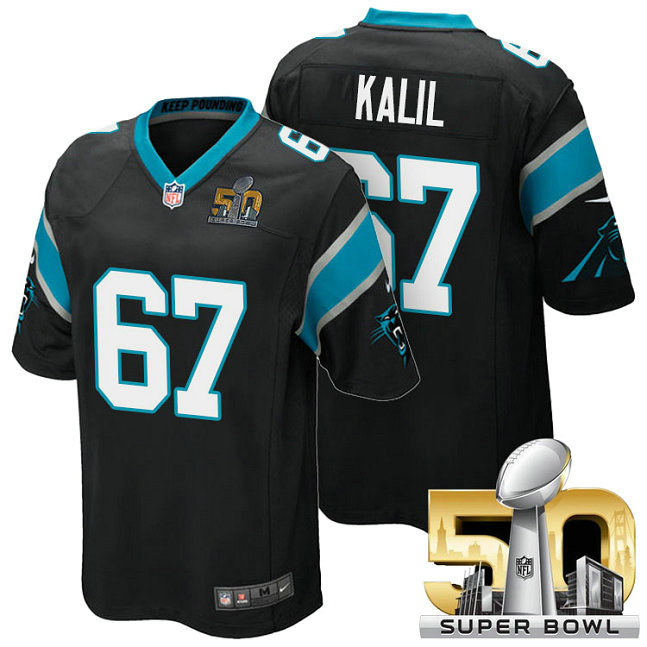 Carolina Panthers #67 Ryan Kalil Black 2016 Super Bowl 50 Game Jersey Carolina Panthers #67 Ryan Kalil Black 2016 Super Bowl 50 Game Jersey