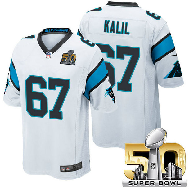 Carolina Panthers #67 Ryan Kalil White 2016 Super Bowl 50 Game Jersey Carolina Panthers #67 Ryan Kalil White 2016 Super Bowl 50 Game Jersey