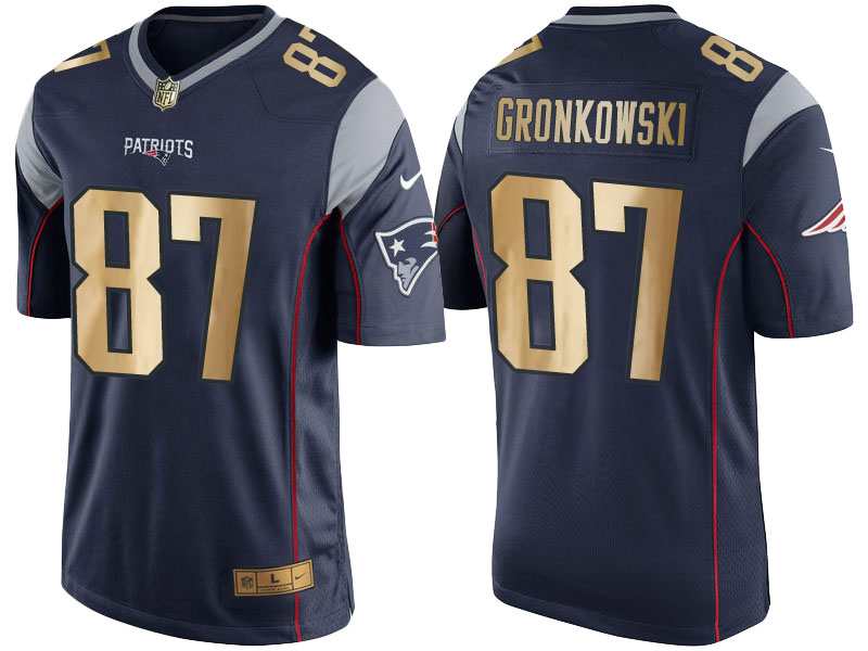 2016 Christmas New England Patriots #87 Rob Gronkowski Navy Blue Golden Edition Jersey 2016 Christmas New England Patriots #87 Rob Gronkowski Navy Blue Golden Edition Jersey