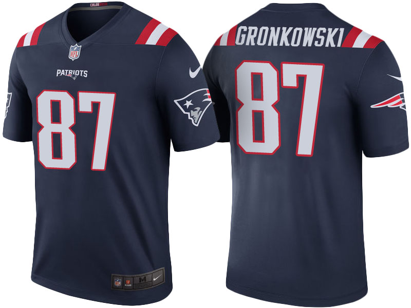 New England Patriots #87 Rob Gronkowski Navy Color Rush Legend Jersey