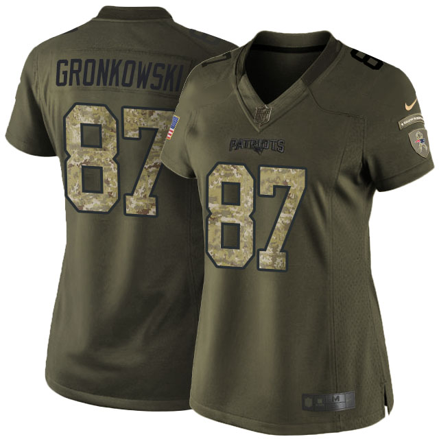 Women New England Patriots #87 Rob Gronkowski Green Salute To Service Limited Jersey Women New England Patriots #87 Rob Gronkowski Green Salute To Service Limited Jersey