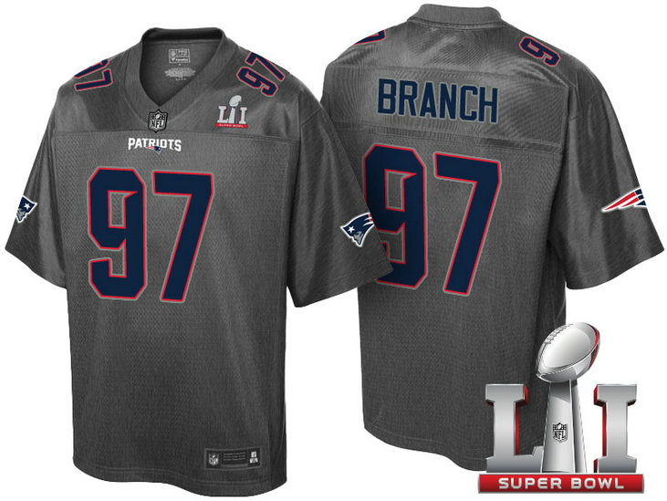 New England Patriots #97 Alan Branch Gray Super Bowl LI Stronghold Fashion Jersey