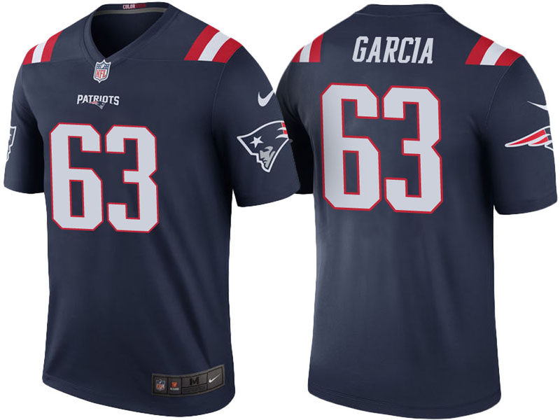 New England Patriots #63 Antonio Garcia Navy Color Rush Legend Jersey
