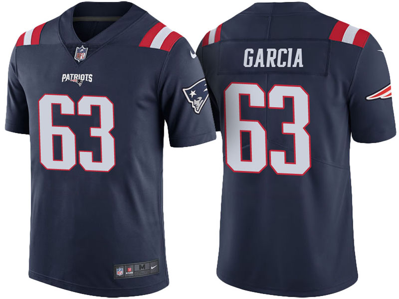 New England Patriots #63 Antonio Garcia Navy Vapor Untouchable Color Rush Limited Jersey