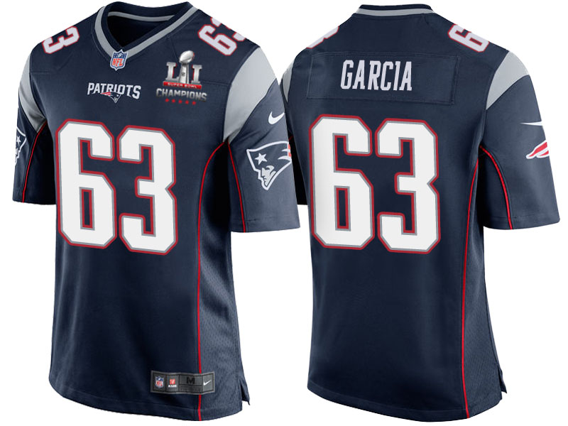 2017 Season Opener Patriots Antonio Garcia Navy Super Bowl LI Champions Patch Kickoff Jersey