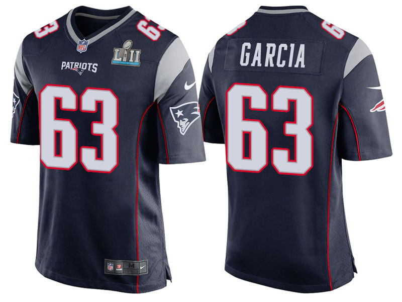 New England Patriots #63 Antonio Garcia Navy Super Bowl LII Bound Game Jersey