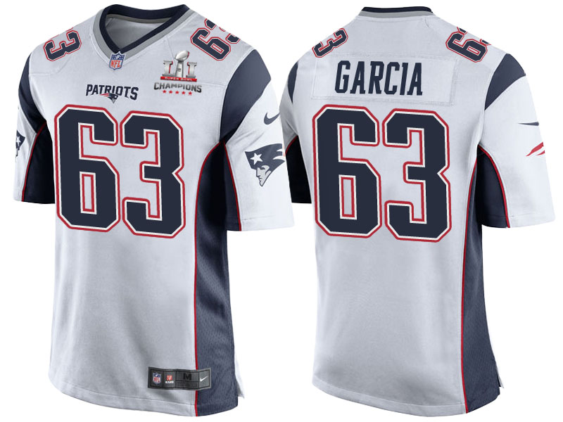 2017 Season Opener Patriots Antonio Garcia White Super Bowl LI Champions Patch Jersey