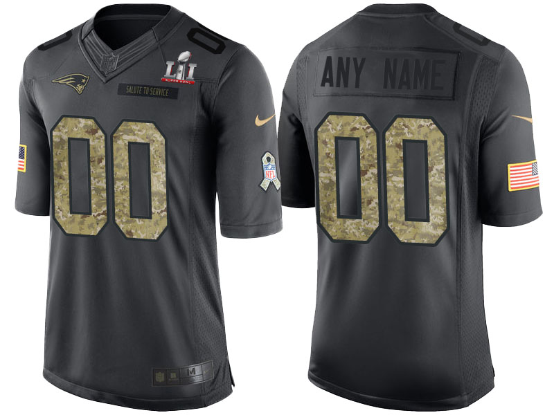 New England Patriots Anthracite Super Bowl LI Champions Salute to Service Customized Jersey