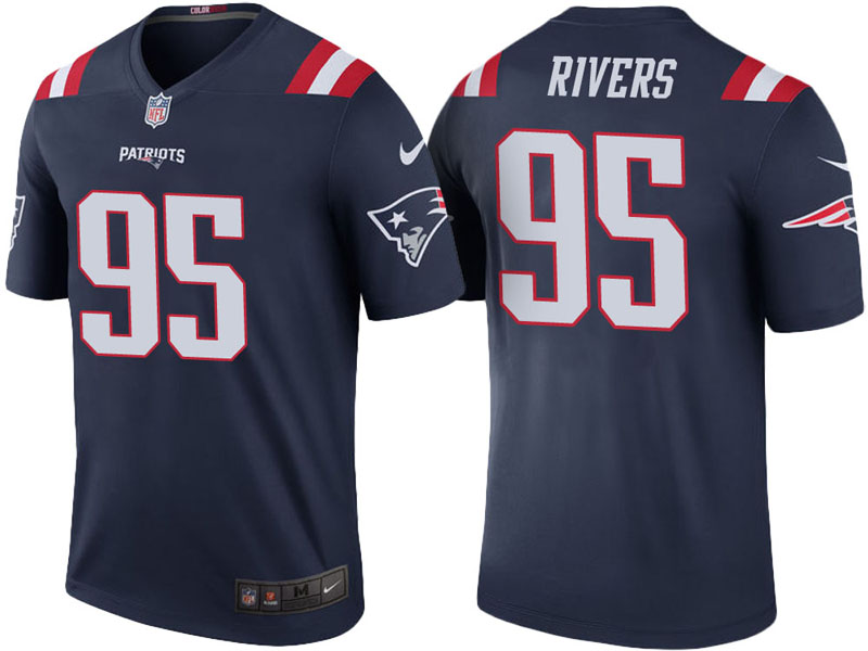 New England Patriots #95 Derek Rivers Navy Color Rush Legend Jersey