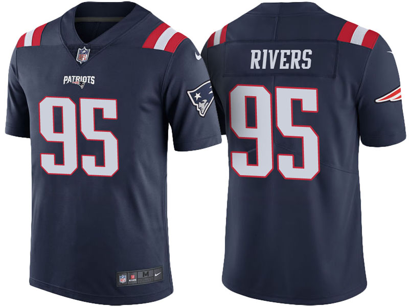 New England Patriots #95 Derek Rivers Navy Vapor Untouchable Color Rush Limited Jersey