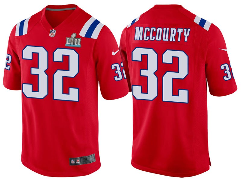 New England Patriots #32 Devin McCourty Red Super Bowl LII Bound Game Jersey