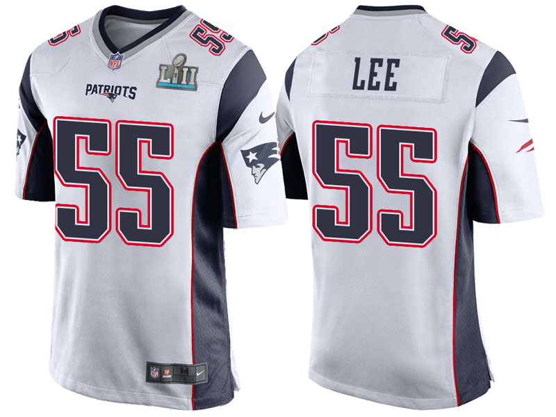 New England Patriots #55 Eric Lee White Super Bowl LII Bound Game Jersey