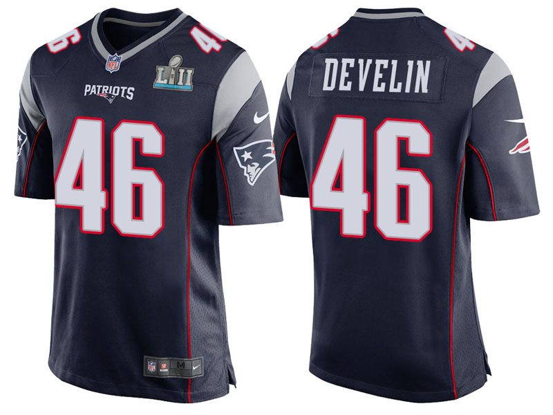 New England Patriots #46 James Develin Navy Super Bowl LII Bound Game Jersey New England Patriots #46 James Develin Navy Super Bowl LII Bound Game Jersey