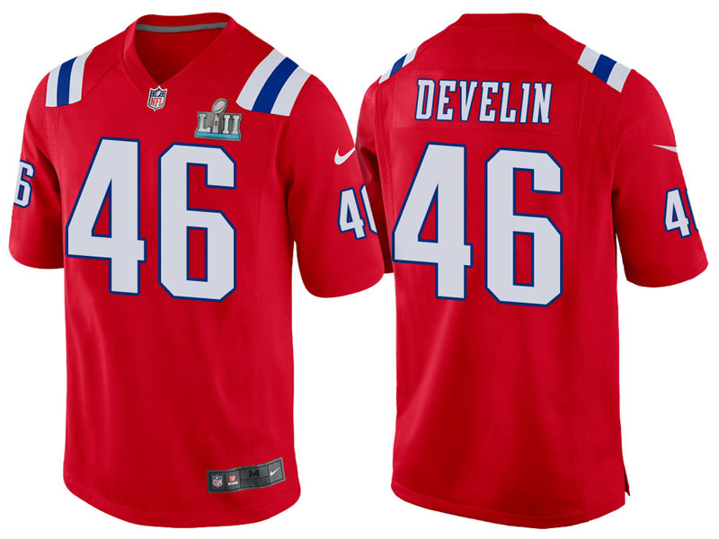 New England Patriots #46 James Develin Red Super Bowl LII Bound Game Jersey New England Patriots #46 James Develin Red Super Bowl LII Bound Game Jersey