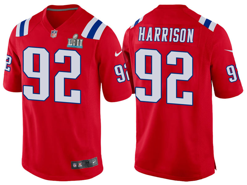 New England Patriots #92 James Harrison Red Super Bowl LII Bound Game Jersey New England Patriots #92 James Harrison Red Super Bowl LII Bound Game Jersey