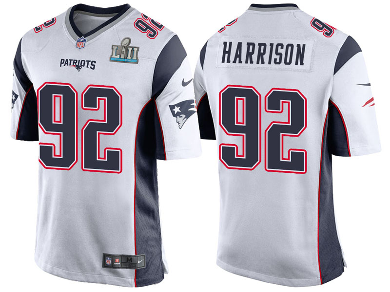 New England Patriots #92 James Harrison White Super Bowl LII Bound Game Jersey New England Patriots #92 James Harrison White Super Bowl LII Bound Game Jersey