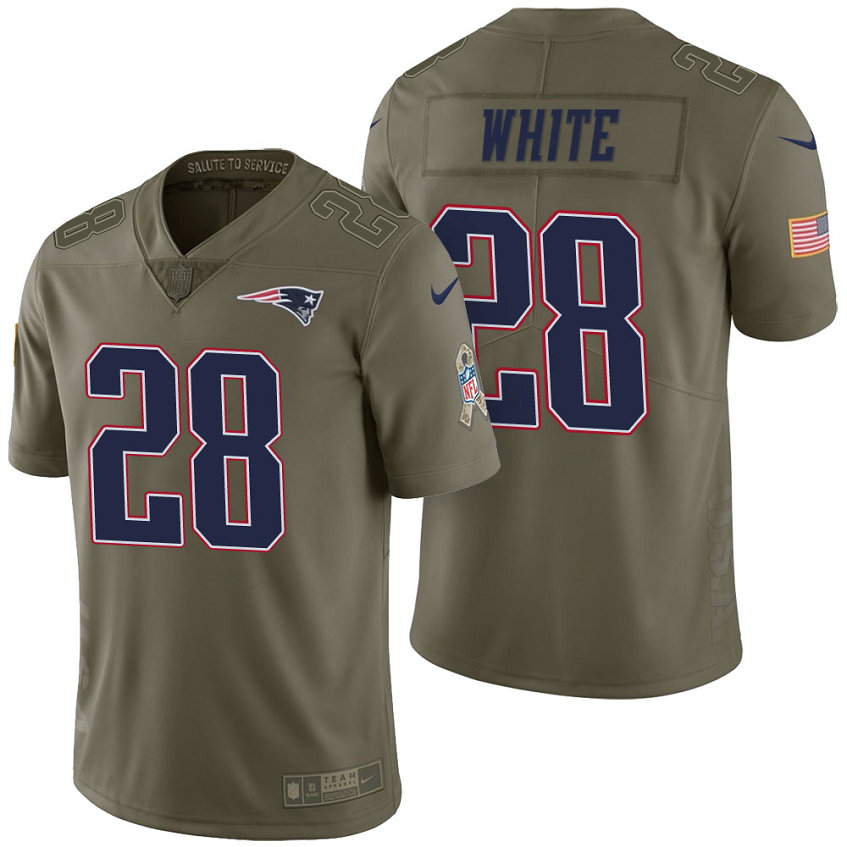 New England Patriots #28 James White Olive 2017 Salute to Service Limited Jersey New England Patriots #28 James White Olive 2017 Salute to Service Limited Jersey