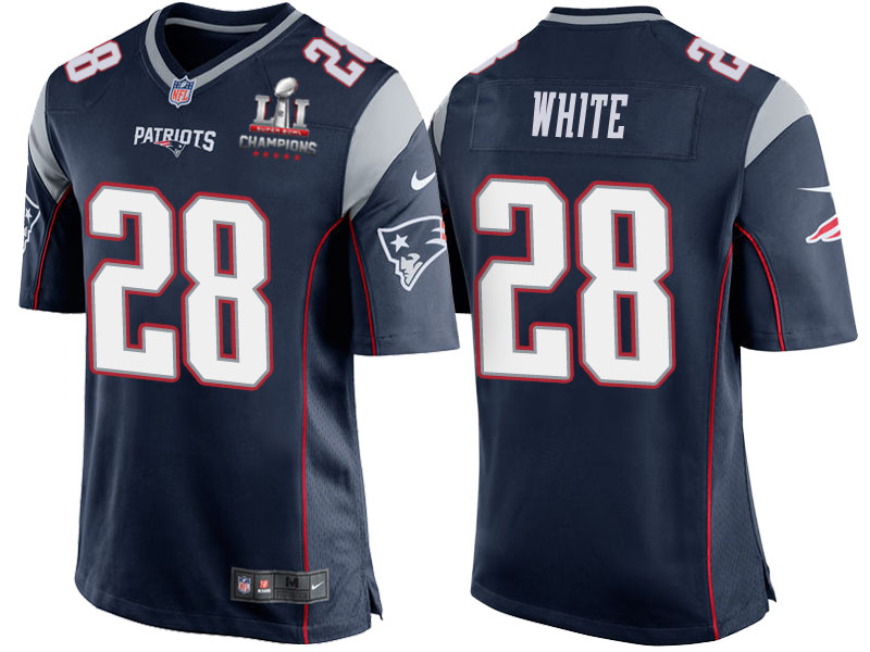 Patriots James White Navy Super Bowl LI Champions Patch 2017 Season Opener Jersey