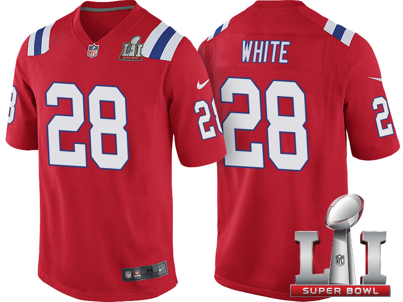 New England Patriots #28 James White Red Super Bowl LI Jersey New England Patriots #28 James White Red Super Bowl LI Jersey