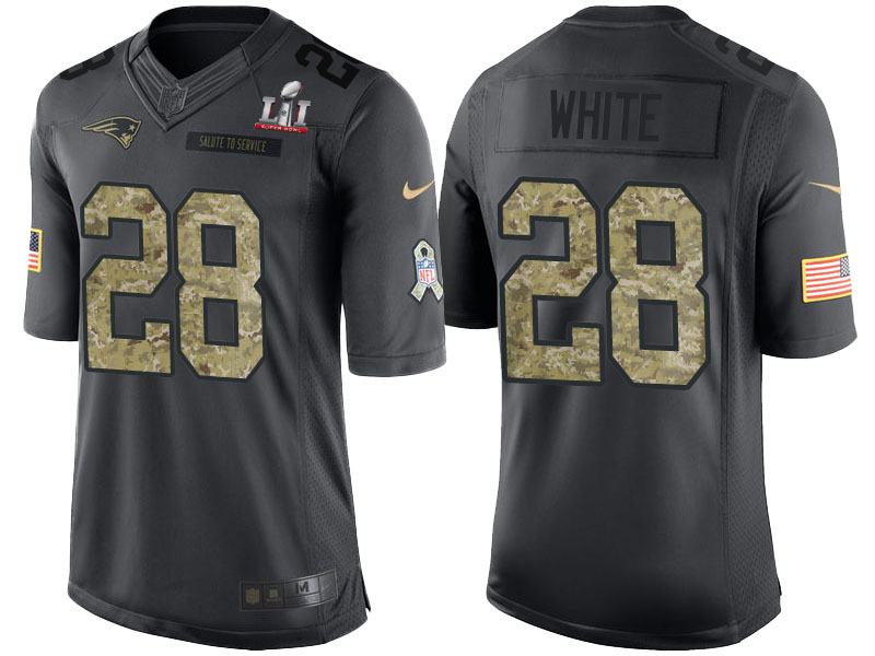 New England Patriots #28 James White Anthracite Super Bowl LI Champions Salute to Service Limited Jersey New England Patriots #28 James White Anthracite Super Bowl LI Champions Salute to Service Limited Jersey