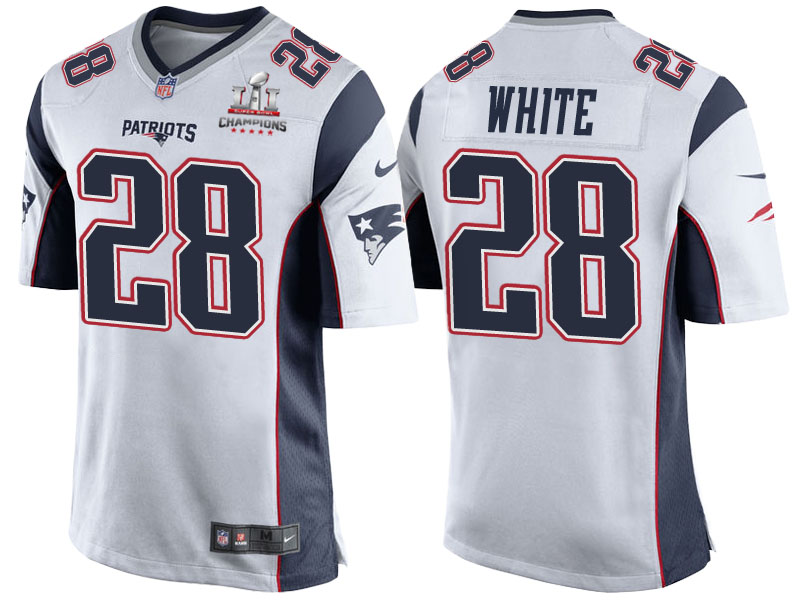 2017 Season Opener Kickoff Patriots James White White Super Bowl LI Champions Patch Jersey