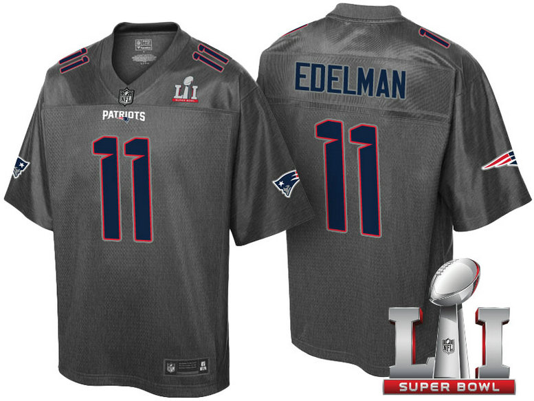 New England Patriots #11 Julian Edelman Gray Super Bowl LI Stronghold Fashion Jersey New England Patriots #11 Julian Edelman Gray Super Bowl LI Stronghold Fashion Jersey