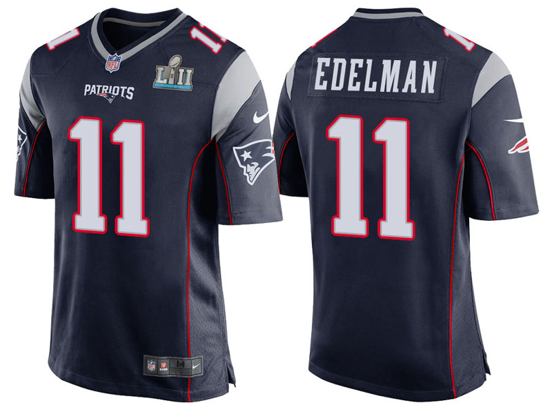 New England Patriots #11 Julian Edelman Navy Super Bowl LII Bound Game Jersey New England Patriots #11 Julian Edelman Navy Super Bowl LII Bound Game Jersey
