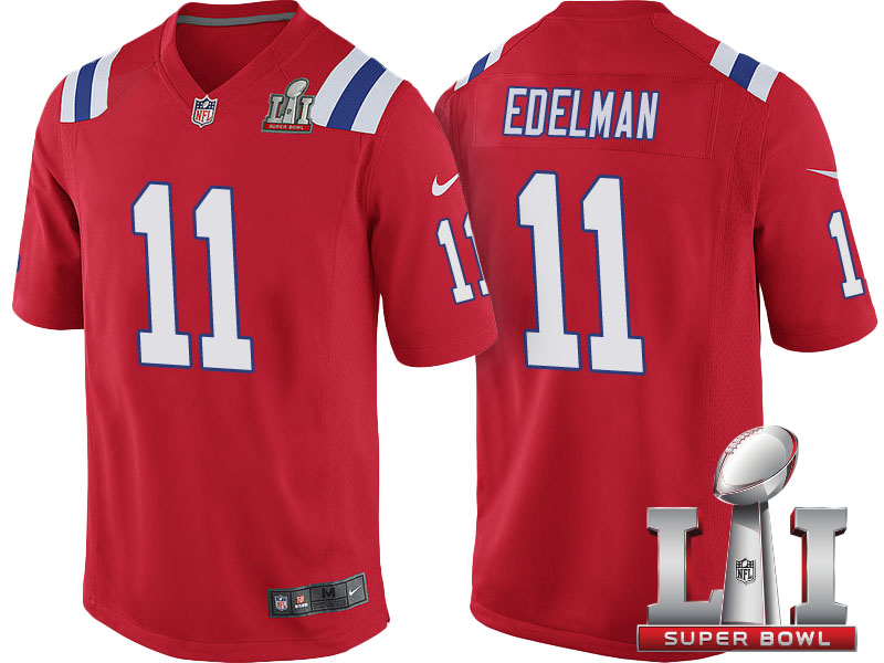 New England Patriots #11 Julian Edelman Red Super Bowl LI Jersey New England Patriots #11 Julian Edelman Red Super Bowl LI Jersey