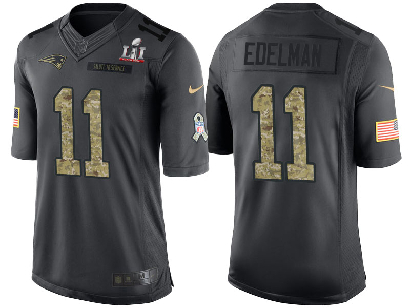 New England Patriots #11 Julian Edelman Anthracite Super Bowl LI Champions Salute to Service Limited Jersey New England Patriots #11 Julian Edelman Anthracite Super Bowl LI Champions Salute to Service Limited Jersey