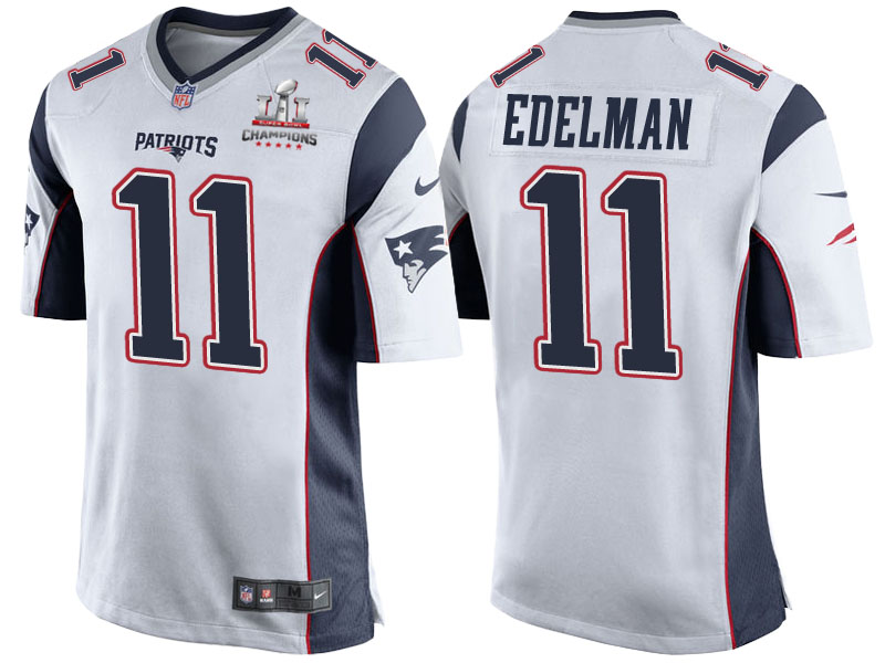 2017 Season Opener Patriots Julian Edelman White Super Bowl LI Champions Patch Jersey