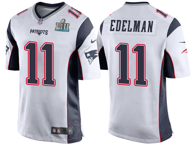 New England Patriots #11 Julian Edelman White Super Bowl LII Bound Game Jersey New England Patriots #11 Julian Edelman White Super Bowl LII Bound Game Jersey