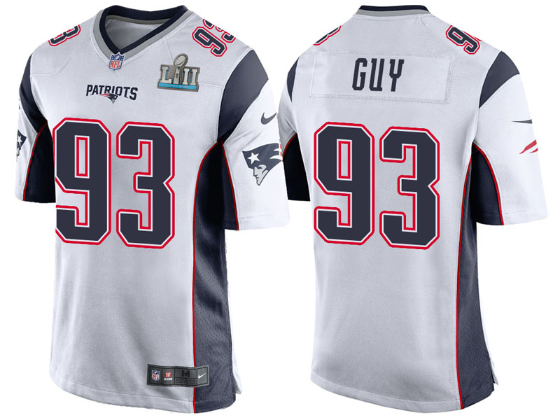 New England Patriots #93 Lawrence Guy White Super Bowl LII Bound Game Jersey New England Patriots #93 Lawrence Guy White Super Bowl LII Bound Game Jersey